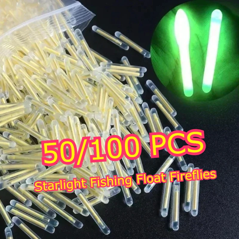 50 à 100 Bâtons Lumineux de Pêche Fluorescents, Flotteurs Luminieux 2.2-4.5 mm pour Nocturne et Starlight