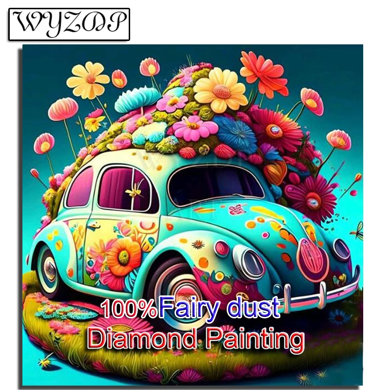 Flower Trolley 5D Diy 100% Fairy Dust Diamond Painting Full Square Diamond Ricamo Punto Croce Ab Diamond Art Crystal Docer