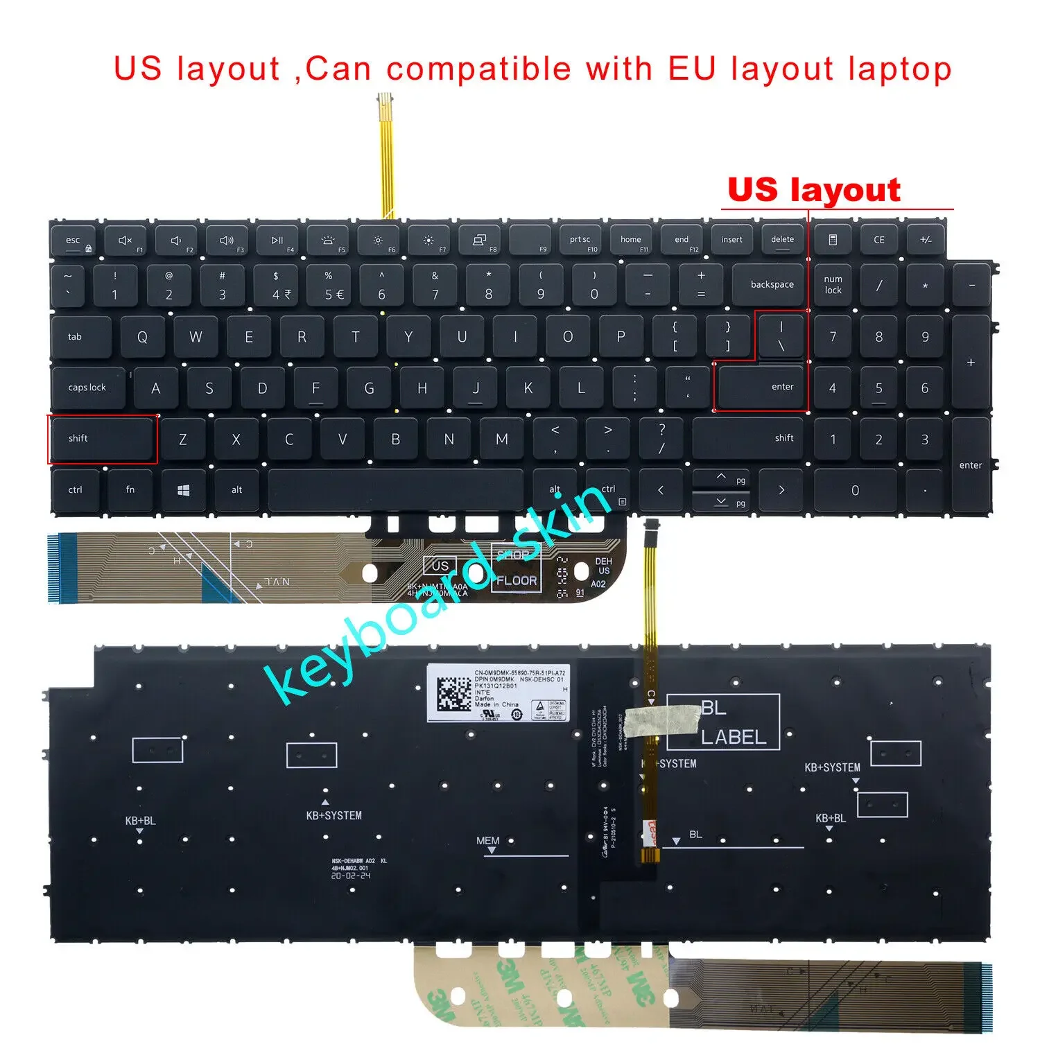 

black US Backlit Keyboard For Dell 15.6" Latitude 3520 Vostro 15 3510 3515 3520 3525 5510 5515 7510 16-5620 5625 7620 P117F003