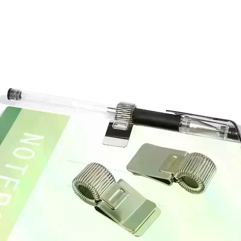 1/3/5Pcs 다기능 텔레스코픽 스프링 전기 도금 펜 클립 메모장 휴대용 스프링 펜 슬롯 고정 문구 액세서리