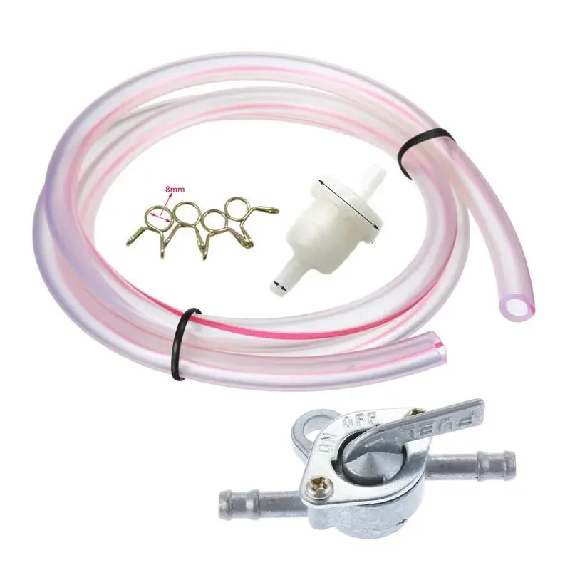 6MM Mini Motocross Dirt Bike Fuel Tank Valve with Gas Filter and Hose Clamp Set