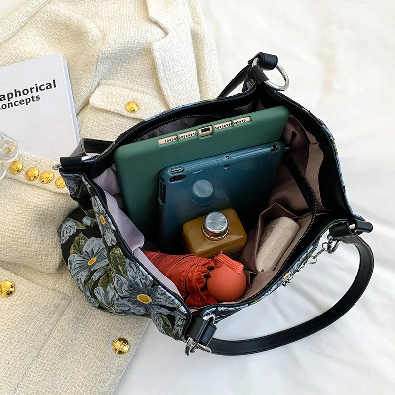 VeryMe Fashion Printing Canvas Travel Shopping Pack Large Capacity Tote Shoulder Bags For Women Casual Chain Handbags Female Bag