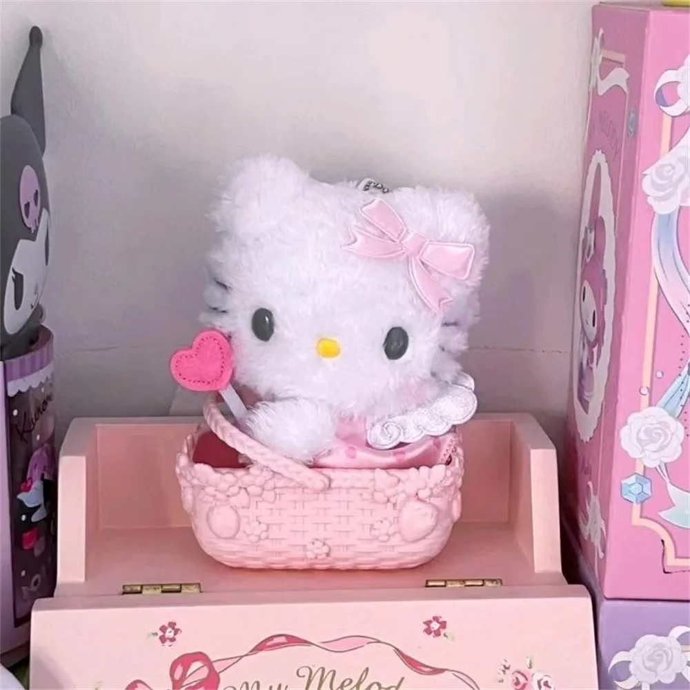 

Kawaii Sanrio, Hello Kitty плюшевый брелок Cupid Angel Аниме кукла Cute Cartoon Kuromi Cinnamoroll Y2k Женская сумочка кулон подарки
