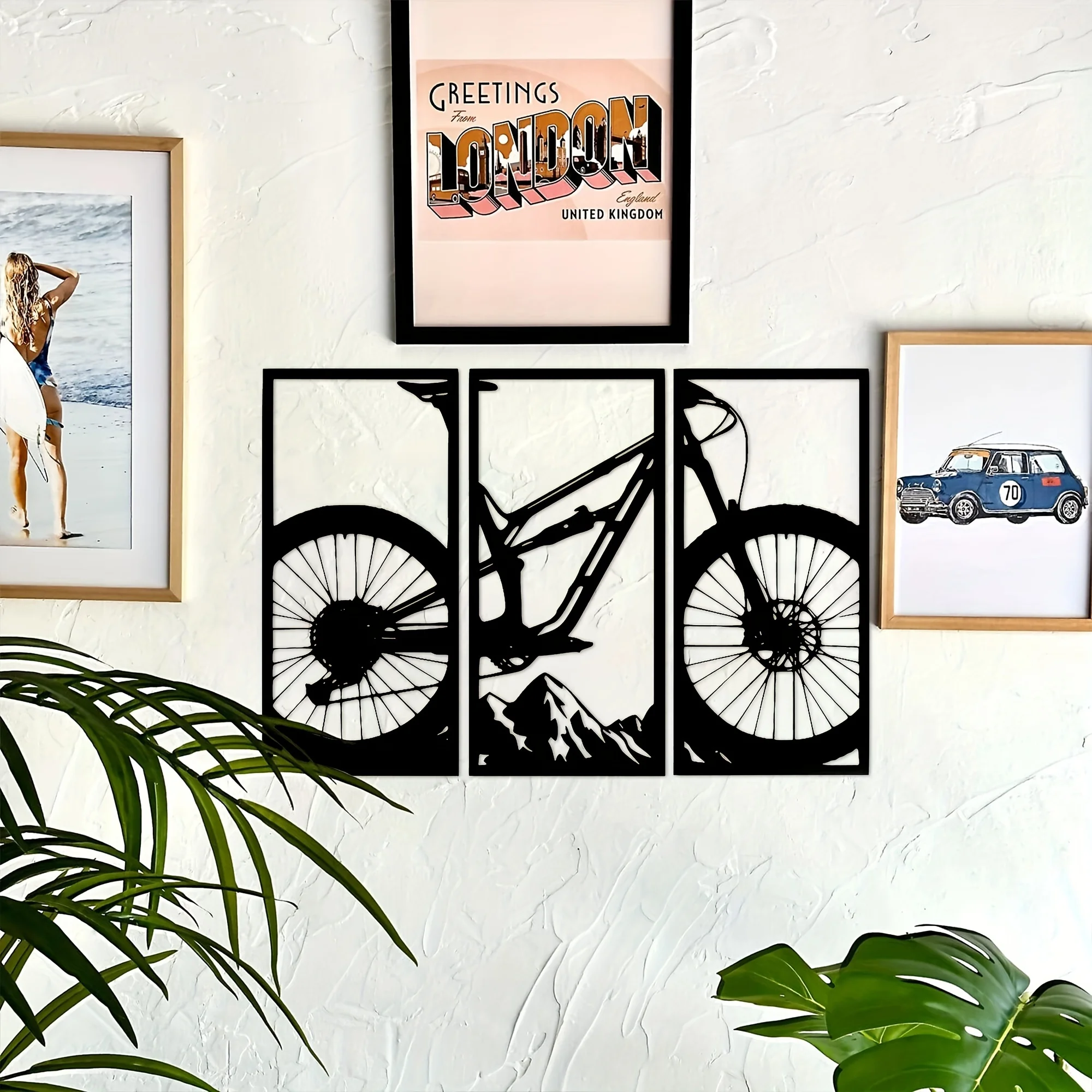 

3 Piece Mountain Bike Metal Wall Art Home Décor Living Room Office Dining Aluminum Composite Ready To Hang Outdoors And Indoors