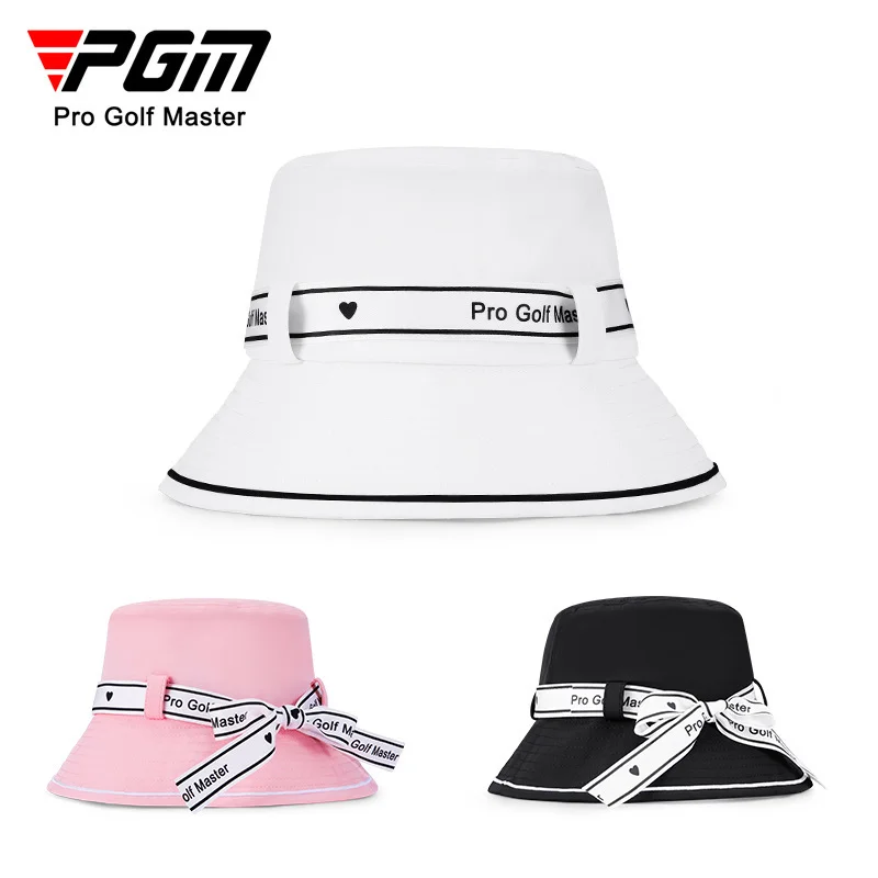 

PGM Golf Fisherman Hat Women's Strap Fisherman Hat Bow Strap Sunscreen Sunshade Breathable Hat Golf Hat Built in Sweatband 골프 캡