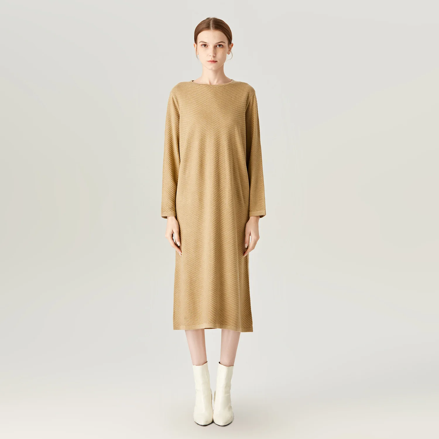 

Autumn And Winter 2022 New Fashion Europe And America Straight Sliver Medium Long Temperament Commuter Women's Dress