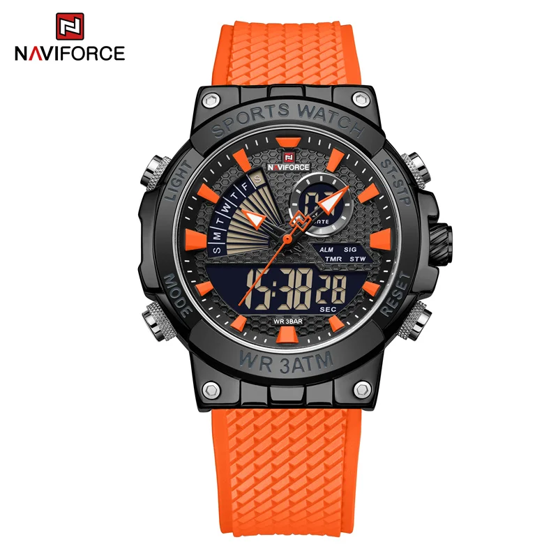

NAVIFORCE Luxury Brand Men Military Watch Dual Display Digital TPU Strap Sport waterproof Quartz Wristwatches Relogio Masculino