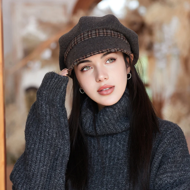 Unisex Autunno Inverno Newsboy Uomo E Donna Caldo Tweed Cappello Ottagonale Per Uomo Detective Cappelli Retro Coppole Chapeau_voghion.com