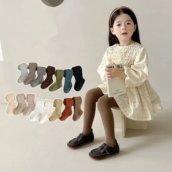1-8 anni collant bambina calze bambino autunno primavera collant bambino collant cotone pantaloni tinta unita a righe carino ragazze pantaloni