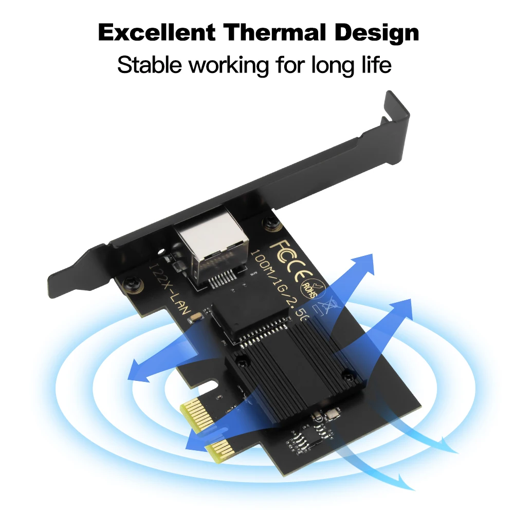 2.5G Intel i226 PCIE-RJ45 네트워크 카드 100/1000/2500Mbps RJ45 인터페이스 LAN 이더넷 기가비트 어댑터(PC/데스크탑용 Win용)