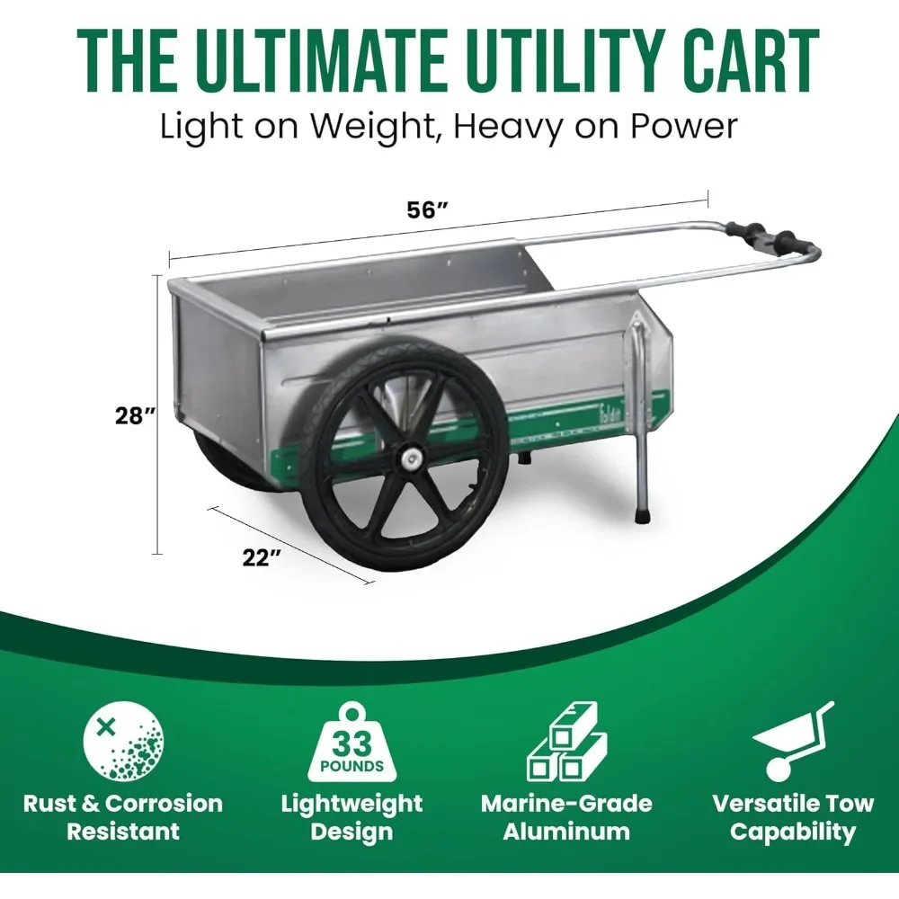 All Portable Rust Corrosion Resisting Aluminum Folding Utility Cart with 300 Pound Capacity, Silver38"D x 22.75"W x 11.5"H