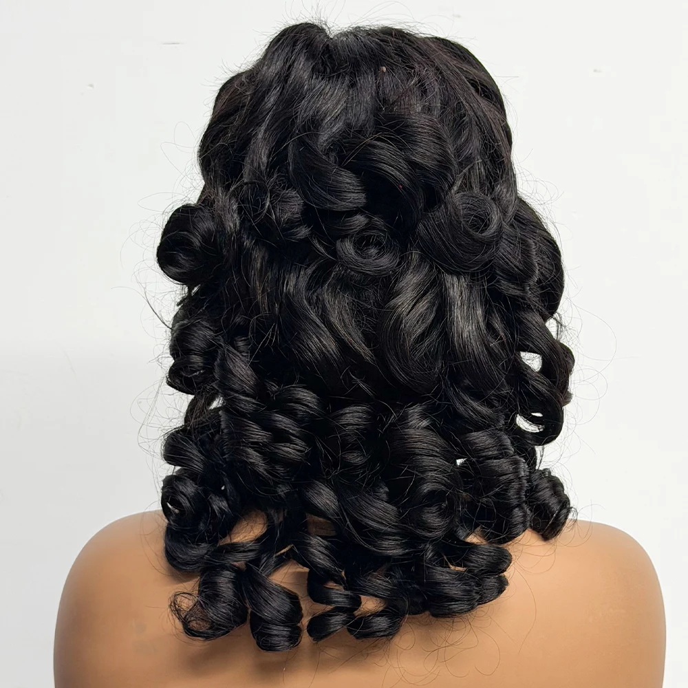 18 inch Fluffy Bouncy Loose Human Hair Wig 4x4 Lace Closure 250% Density Egg Curly Wigs Human Hair Wigs Loose Wave For Women