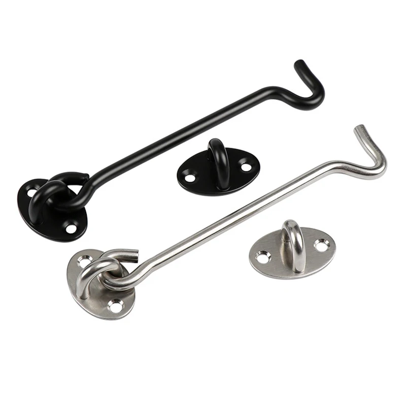2 Ganci Per Porta In Acciaio Inossidabile - Chiusura A Gancio Per Cabina, Fienile, Garage 10cm - Foto 6