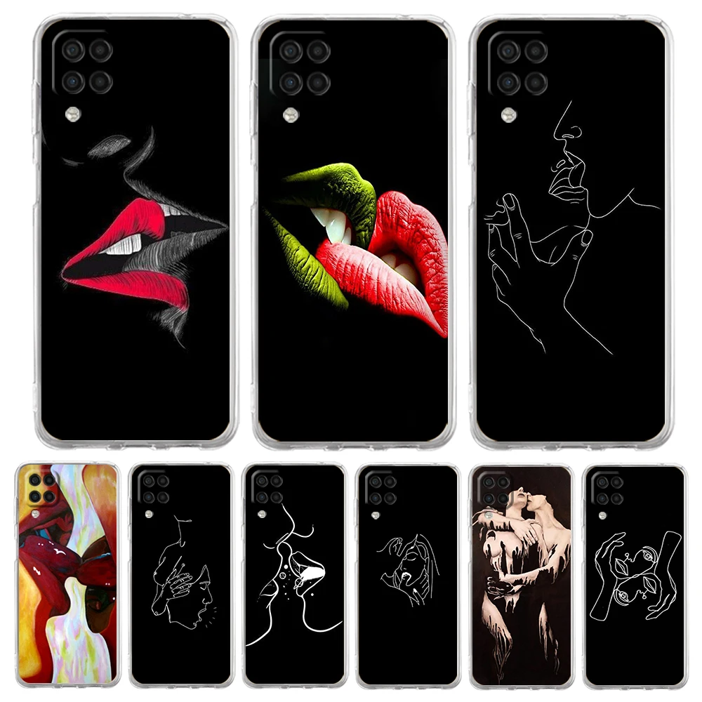 

Abstract Line Sexy Couple Body Phone Case for Samsung Galaxy A13 A22 A32 A52 A53 A72 A51 A71 A31 A41 A21S 5G Transparent Shell