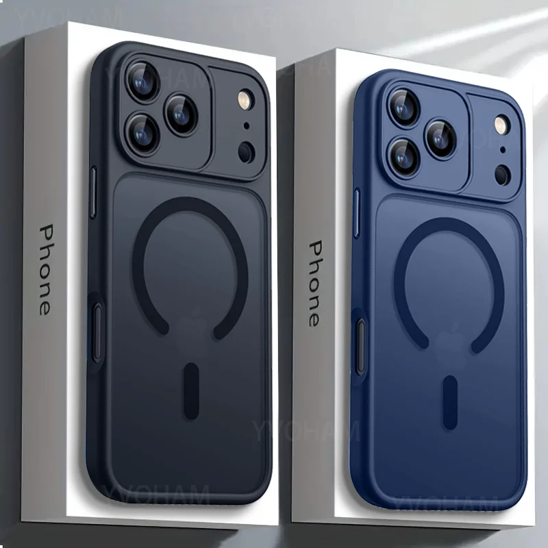 Luxury Armor Shockproof Matte Transparent Magnetic Phone Case