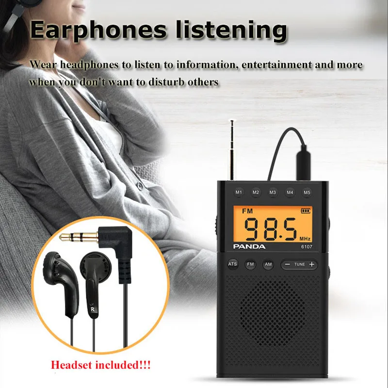 Mini Pocket FM AM Radio Portable Auto Search DSP Radios Receiver with LCD Display 3.5mm Headphones Support Channel Collection