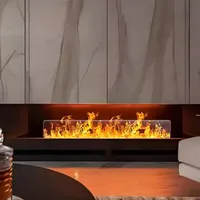Декоративный электрический камин с перегородкой (имитация стекла) и звуковой туман с растрескиванием леса, цветное пламя, увлажнитель, камины