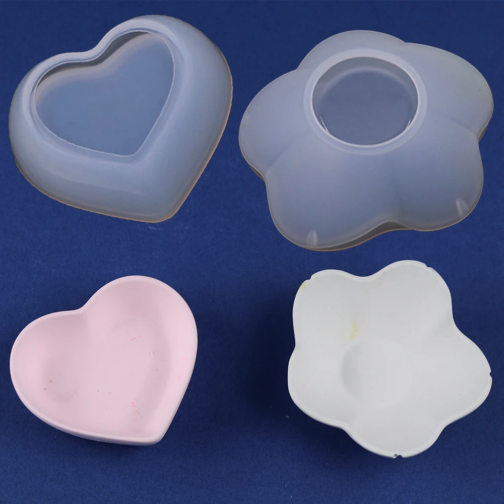 DIY Heart Storage Dish Hand Shaped Plate Silicone Molds For Handmade Cement Concrete Plaster Flower Tray Mould Home Decor silicone mold