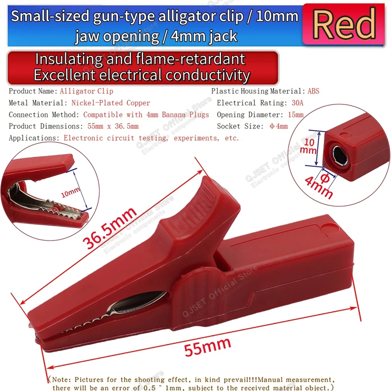 1 Stück/1 Set 32A 55mm Reinkupfer Vollständig Geschlossener Isolierter Krokodilklemmen-Anschluss 4mm Testclip Hochspannungs-Verbindungskabelklemme – Detail 5