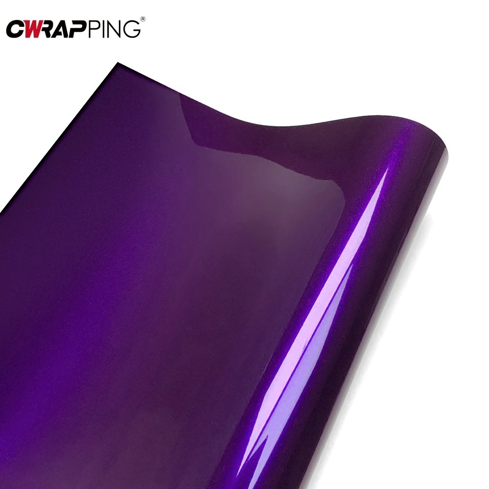PET High Glossy Purple Vinyl Wrap Film Car Wrapping Motorcycle DIY Sticker Air Release Self Adhesive Decal for Car Accessories