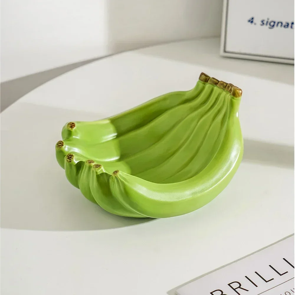 New Home Container Entrance Key Storage Banana Shaped Storage Tray Ceramic Fruit Tray Snack Tray Living Room Desktop Storage