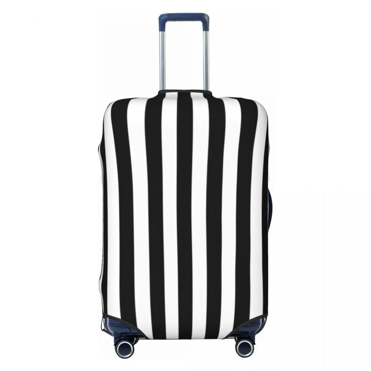 Vintage Striped Print Suitcase Cover Black White Vertical Stripes Vacation Cruise Trip Useful Luggage Supplies Protector