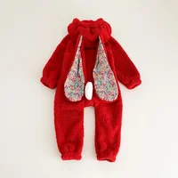 Autumn Winter Baby Girls Boys Rabbit Romper Newborn One-piece Jumpsuit Hooded Pajamas Boys Plush Homewear Outfits Baby Costume 6