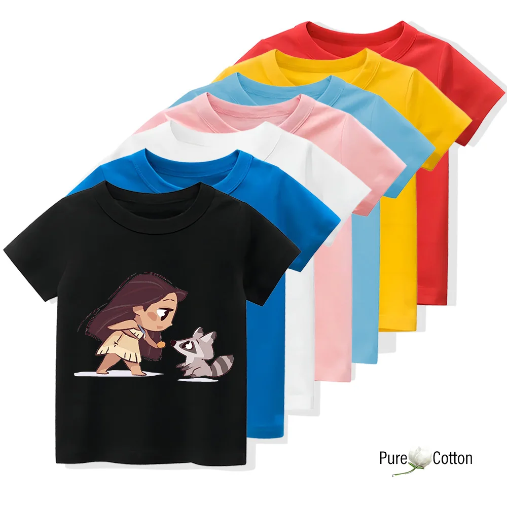 Four Seasons Kids T-shirt Disney 2 Little Fox and Little Girl Print Cute casual short sleeve Tops 100% cotton crewneck T-shirt 3