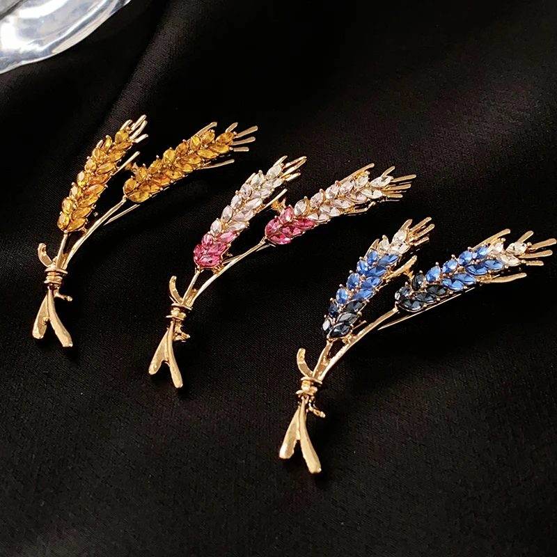 EMEGCY Wheat Bouquet Brooch - Gold-Plated Rhinestone Pearl Lapel Pin For Women - View #5