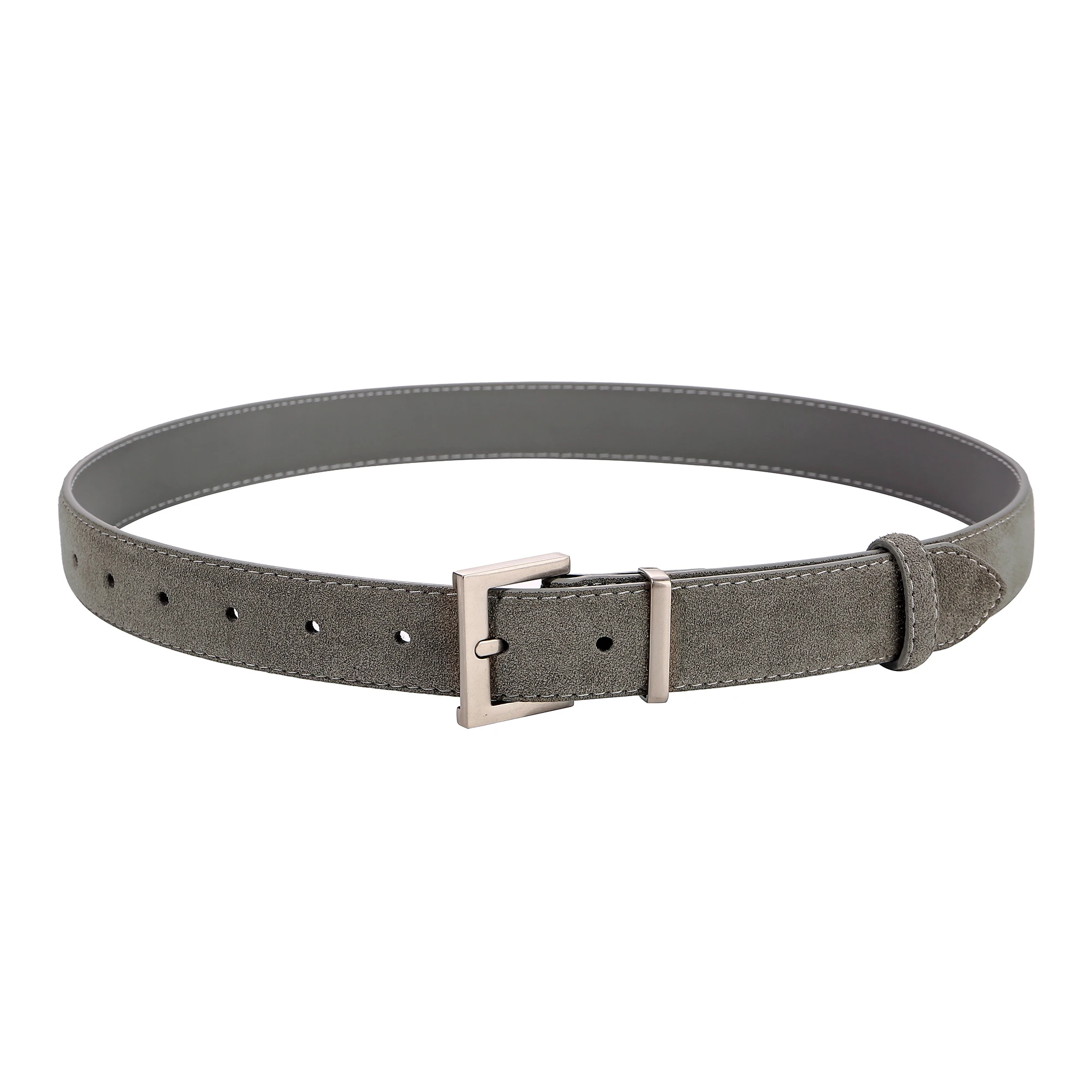 Elegant Suede Leather Women's Belt with Square Alloy Buckle