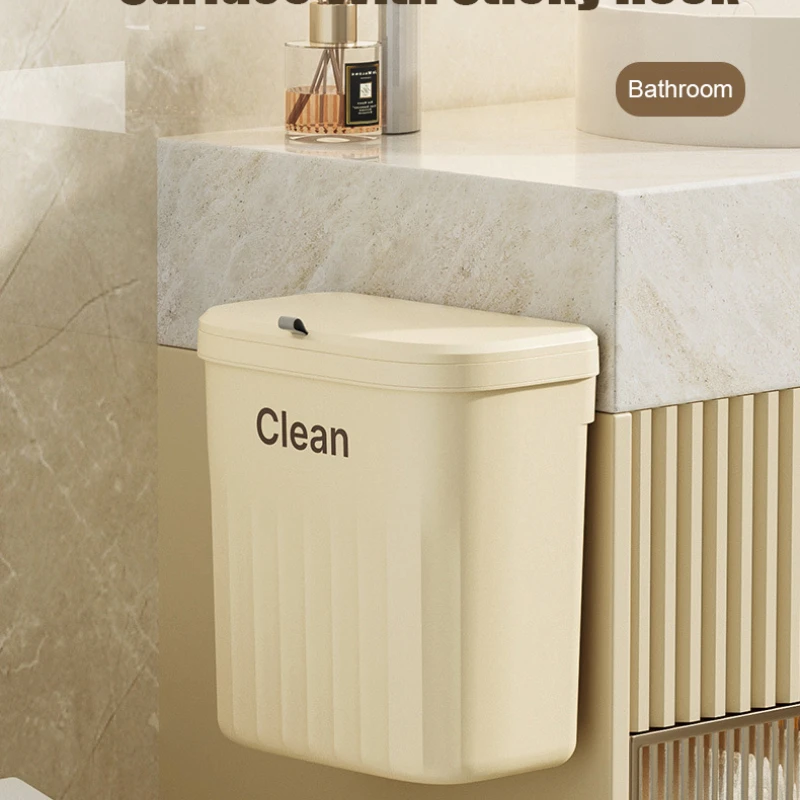 Trash Can 8.5/12L Kitchen Trash Can With Lid Wall Mounted Hanging Trash Bin Garbage Can for Cabinet Under Sink Waste Garbage Compost Bin