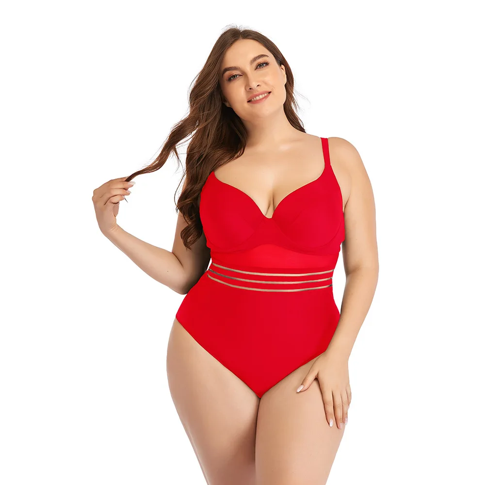 Women Plus Size Black One Piece Slimming Swimsuit For Big Boobs