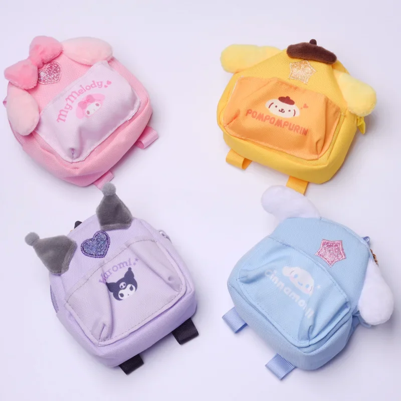 

Sanrio Plush Kuromi My Melody Pompompurin Cinnamoroll Doll Toy Small Backpack Decoration Pendant Mini Change Purse Children Gift
