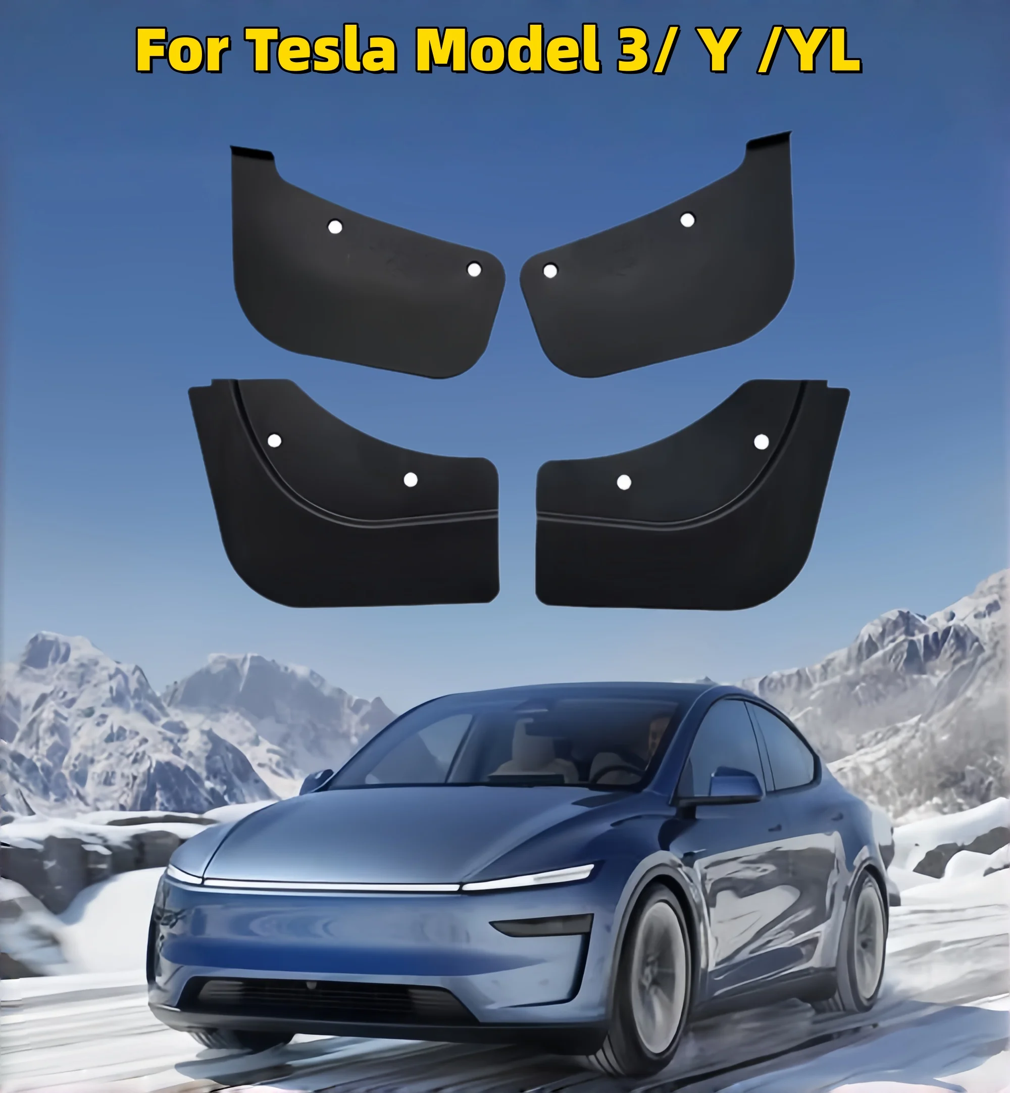 Für Tesla Model 3/Y/YL Hochwertige Versteckte Kotflügelverbreiterungen Ohne Bohren TPE Schmutzfänger Vorder- und Hinterräder