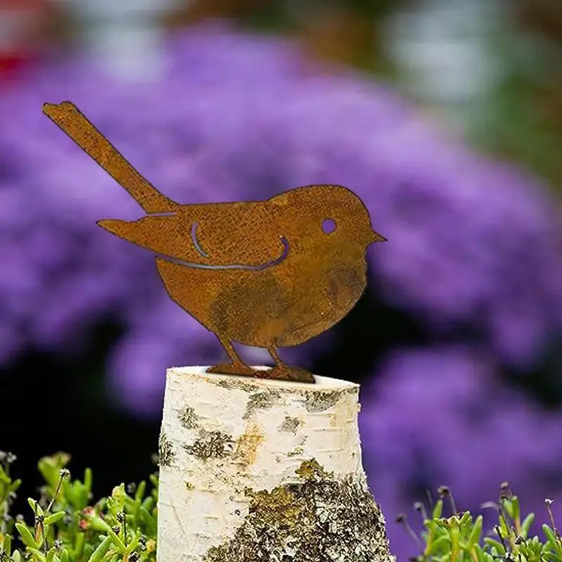 4/5 stücke Set rostige Metall Vogel Silhouetten Gartenzaun Ornamente lebensechte Land Hof Metall Kunst handwerk Vogel Garten dekoration