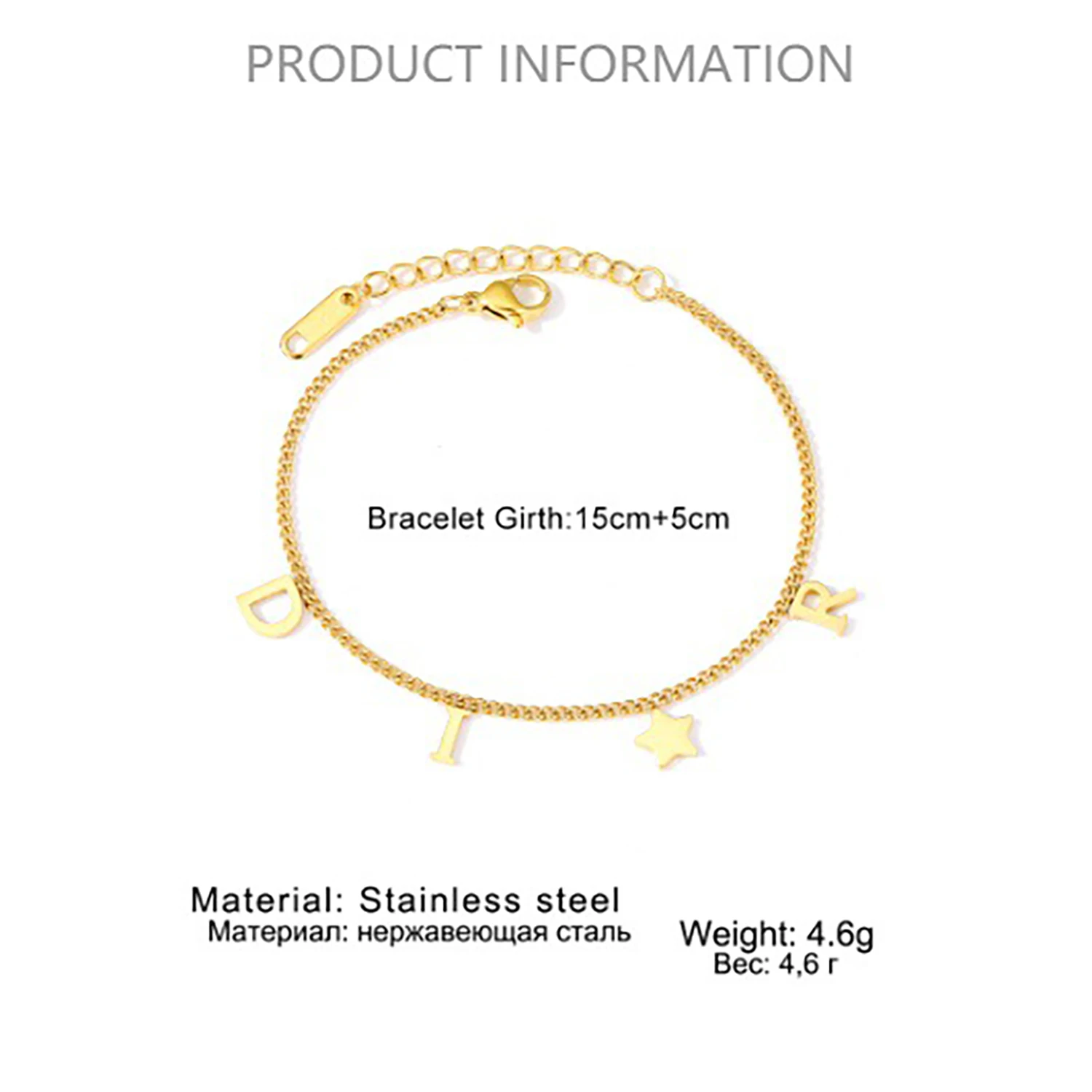 Pendant Bracelet Korea Fashion Letter Star Pendant Bracelet Woman Simple Vintage Creative Luxury Jewelry Accessories Gifts