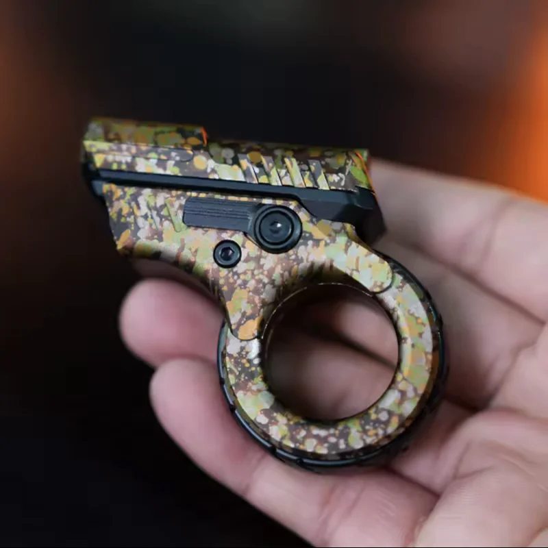 Azu EDC Youth Edition Flip Pushing Slider Gun Fidget Toys Mini Fingertip Toy Decompression Metal Push Card Ratchet Stress Relief Fingertip Toy