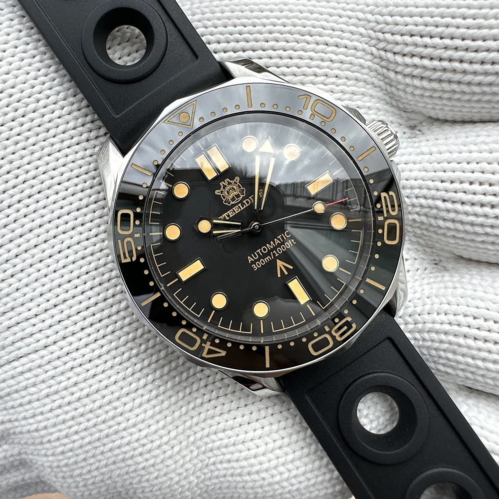 

Мужские часы для дайвинга STEELDIVE, спортивные автоматические часы, 30 бар, водонепроницаемые механические наручные часы C3, светящийся сапфир NH35, керамический ободок