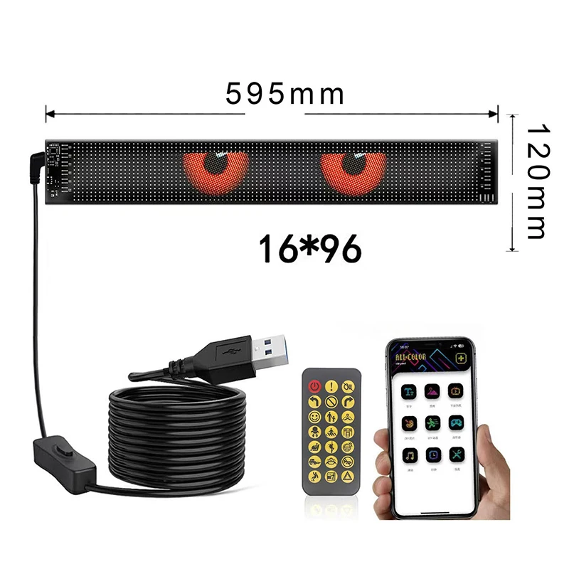 LED Display Light Car/Truck RGB Bluetooth Panel Lamp LED Matrix Pixel Lights Programmable Bluetooth App Control LED Panel Flexible Display Light
