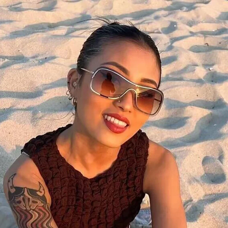 

Y2k Fashion One Piece Sunglasses Luxury Brand Designer Punk Sun Glasses Goggles UV400 Shades Outdoor Cycling Driving Glasses