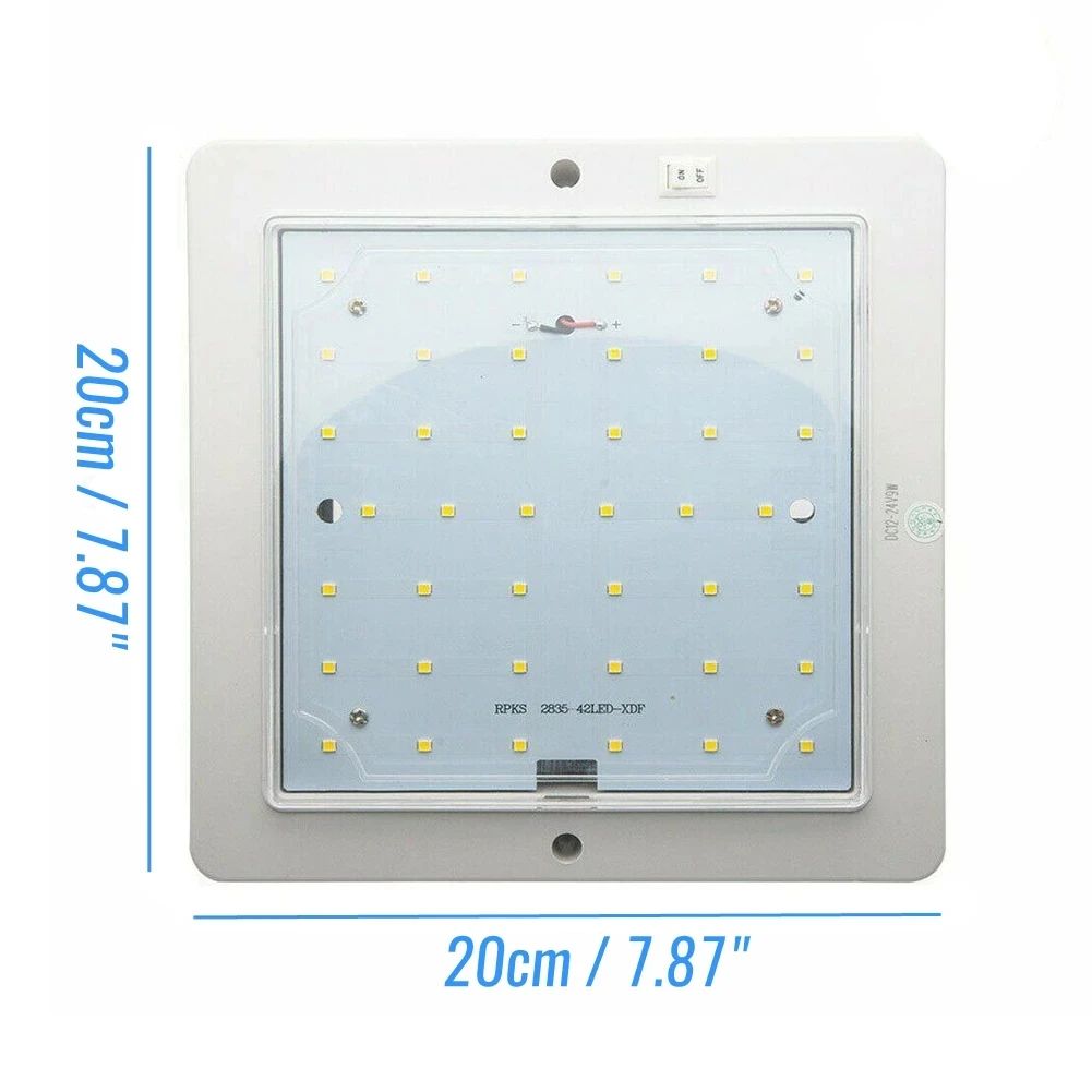 1PC 9W 12V Car Caravan RV LED Roof Ceiling Interior Lamp Dome Light Motor Homes Trucks Caravans Buses Boats Sqaure Roof Light