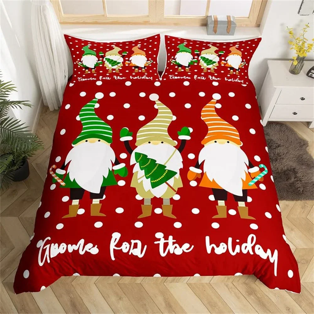 

Cute Santa Claus Duvet Cover Romantic Rose Floral Bedding Set Microfiber Lovely Christmas Dwarf Quilt Cover Twin Bedroom Decor