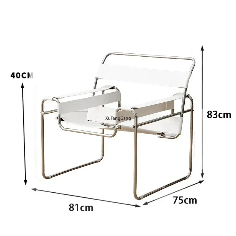 Lazy Sofa Vasily Ins Nordic Saddle Leather One TableLight Luxury Dining Chair Stainless Steel Leisure Single Davenport Chair