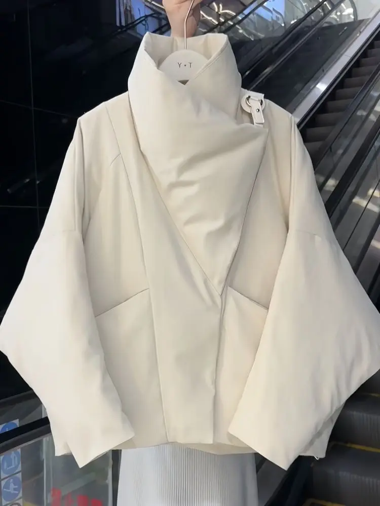 Short Large Lapel Cotton-Padded Jacket Women's Overcoat Autumn Winter 2026 New High-End Loose Warm Chic Bread Clothing Coat