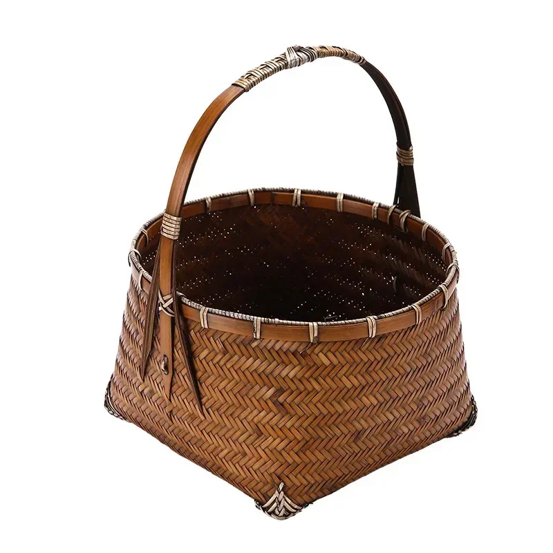 

Tea Chinese Outdoor Hand Household Retro Bamboo Weaving Set Basket Storage Old Organizer Multifunctional Picnic