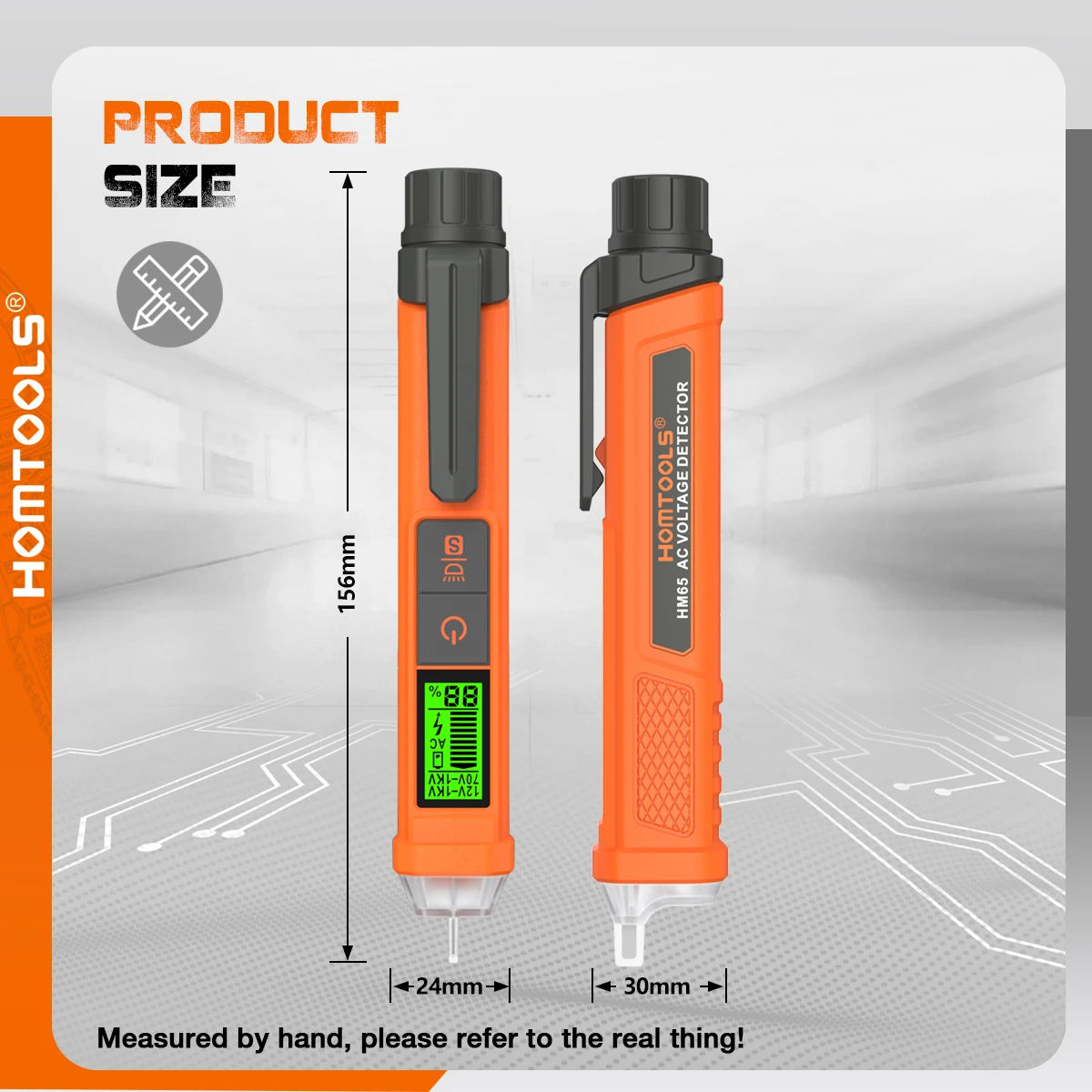 HOMTOOLS HM65 AC 전압 테스터 12-1000V 비접촉식 Waterptoof 디지털 AC 전압 감지기 LCD 디스플레이가 있는 전기 테스터