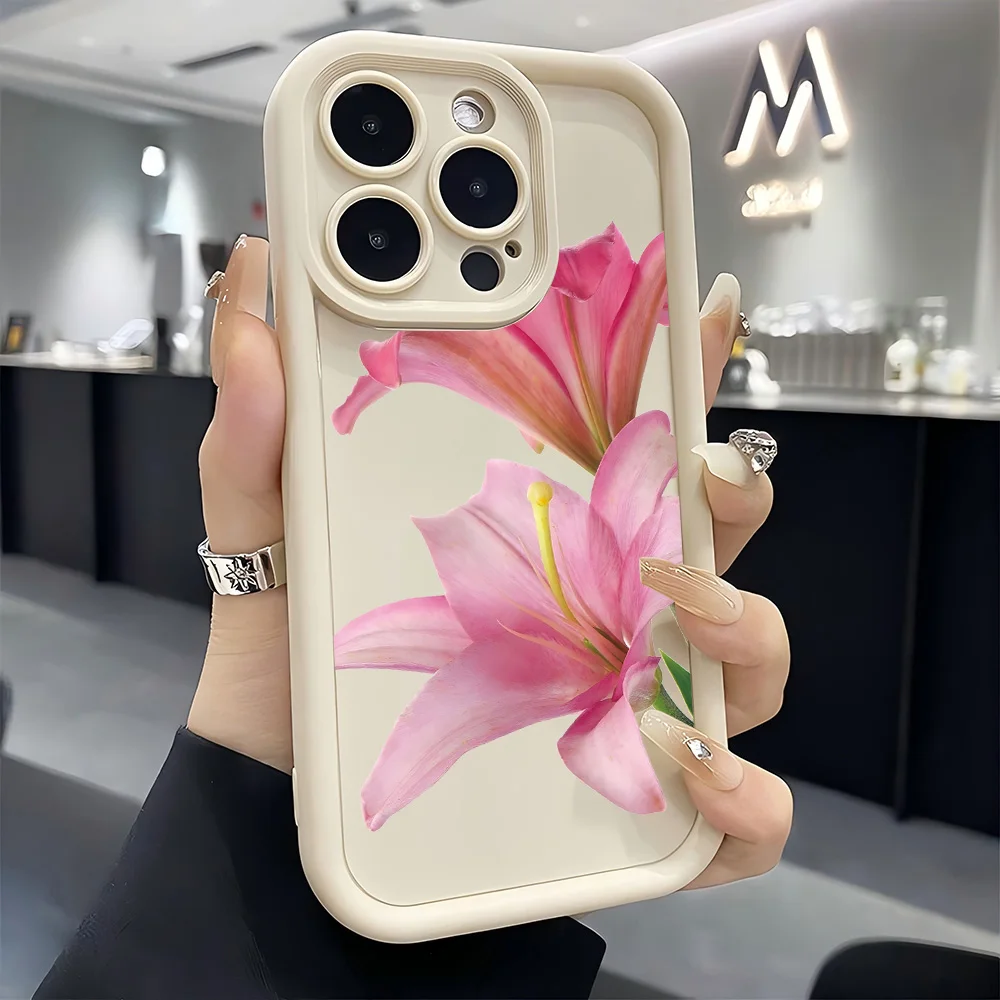 Elegant Blue Lily Pattern Soft Silicone Phone Case