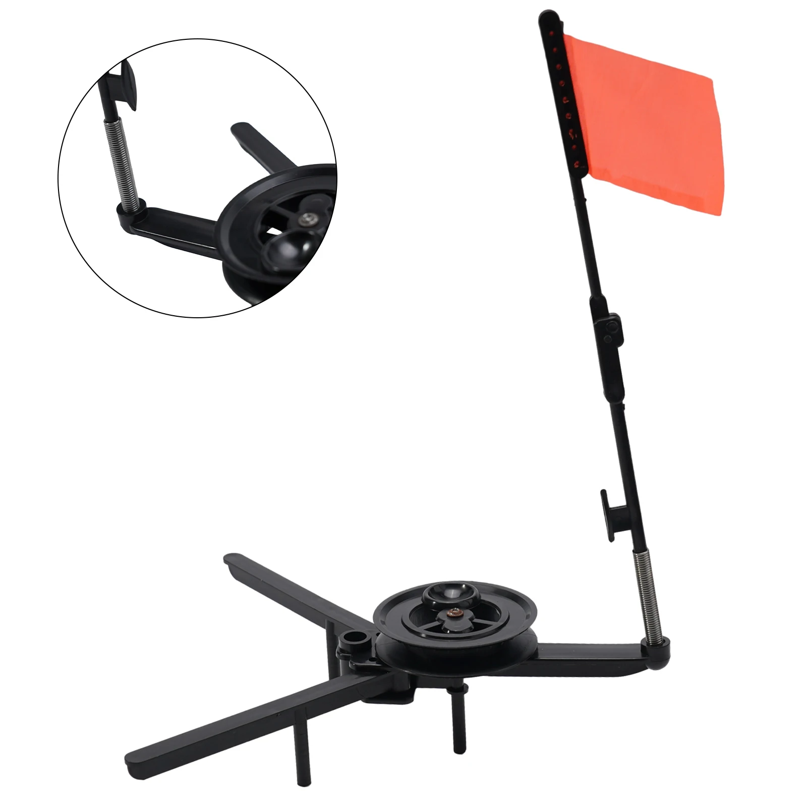 

Lightweight Winter Ice Fishing Rod Tip Up with Flag Marker Durable and Practical Ice Fishing Equipment Black+Orange