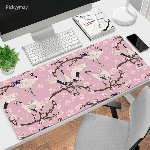 Tappetino per Mouse grande gru fiore rosa tappetino per Mouse accessori per  ufficio a casa tastiera per Computer tappetino da scrivania tappeto da  tavolo morbido in gomma 90x40cm - AliExpress