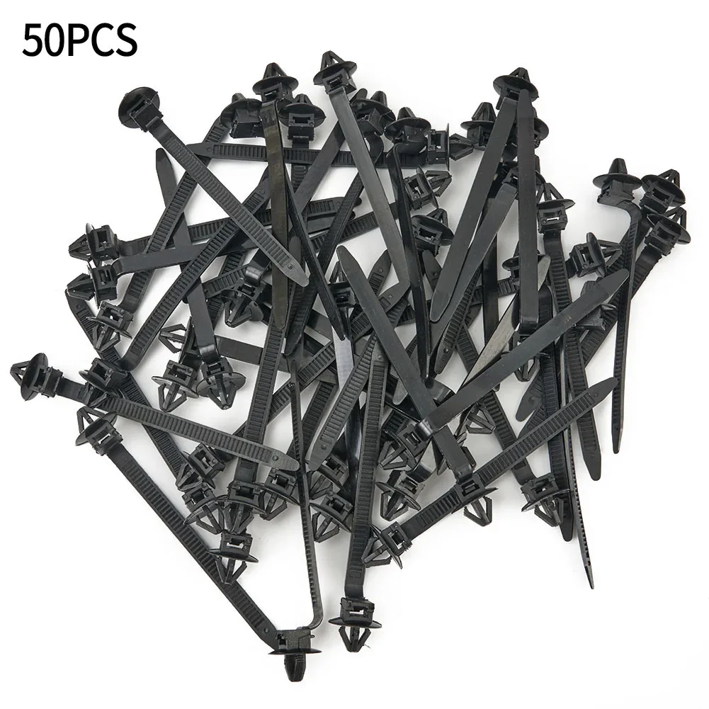 50X Car Cable Tie Wrap Fixed Fastener Clips Car Hose Fastening Zip Strap Nylon Practical Exterior Car Truck Accessories